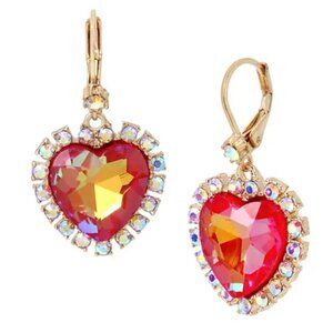 Betsey Johnson Multicolor Heart Earrings